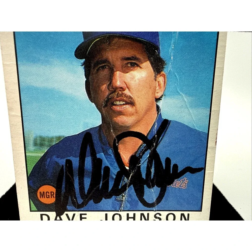 Sid Fernandez, Howard Johnson & Dave Johnson  Signed 1989 TOppdNY Mets 1986